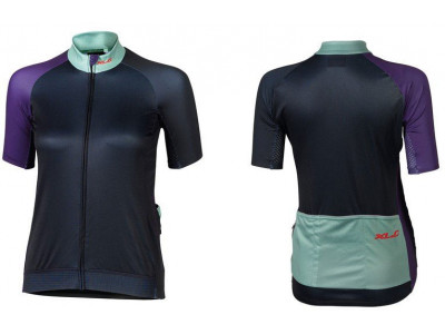 Dámský cyklistický dres XLC Race JE-S19 – tmavě modrá/zelená/fialová  Dámský cyklistický dres XLC Race JE-S19 – tmavě modrá/zelená/fialová