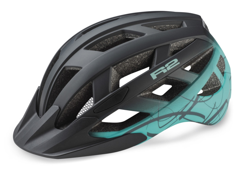 Cyklistická helma R2 ATH18U LUMEN – černá/tyrkysová
